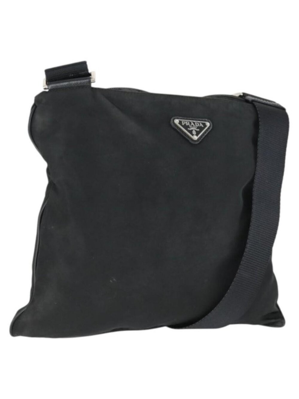 Authentic PRADA Shoulder Bag Nylon Black Silver